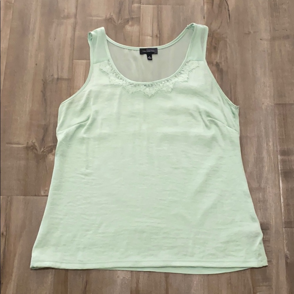 The Limited | Mint Green S/L Top | Lace Detail, Sz M